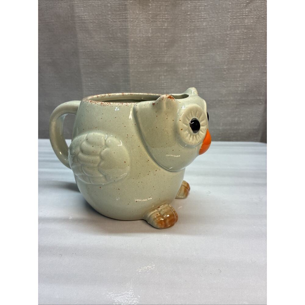 Owl Ceramic Coffee Mug Tea Cup Spoon Holder Figural 3D Animal Grand Innovations